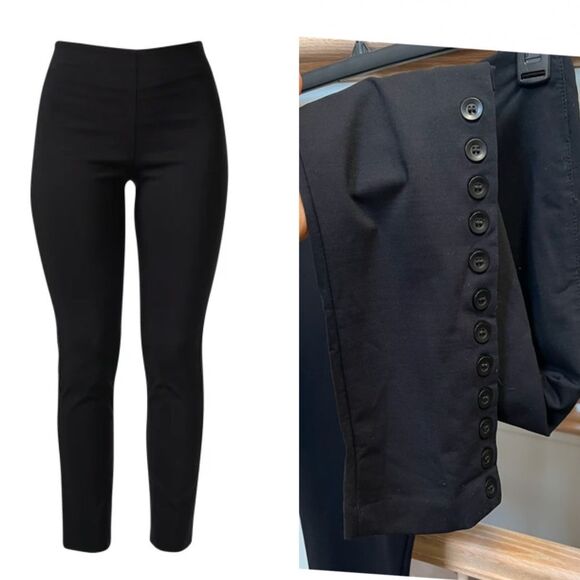 Equestrian Brand Pull on Slim Pants with Button Row at the Cuffs in Black M - Picture 1 of 11